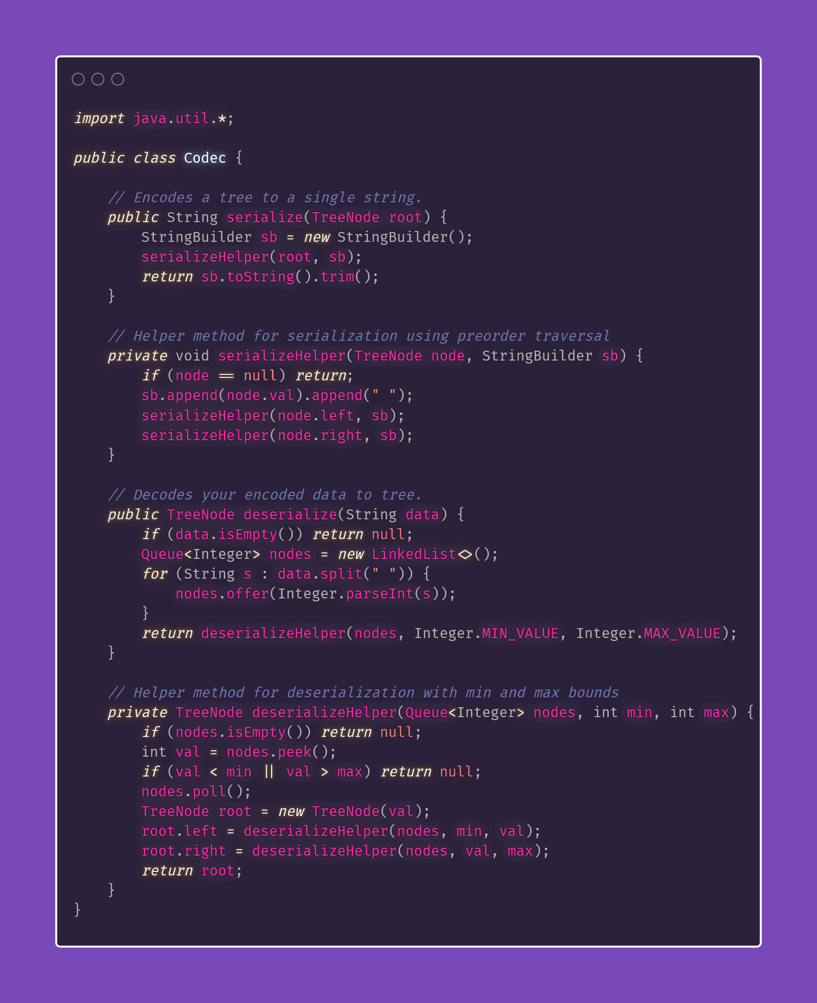 Coding Interview Prep: BST Serialization in Java